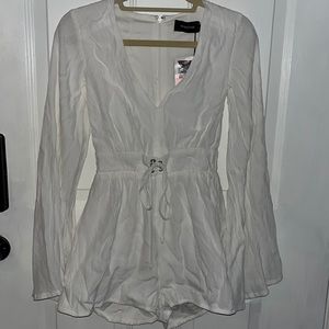 Mink Pink Follow Me To Heaven off white long sleeve romper NWT